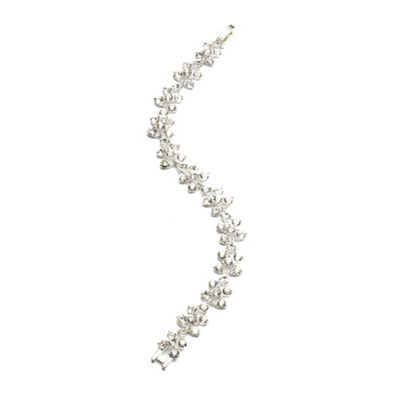 Silver tone crystal stone flex bracelet